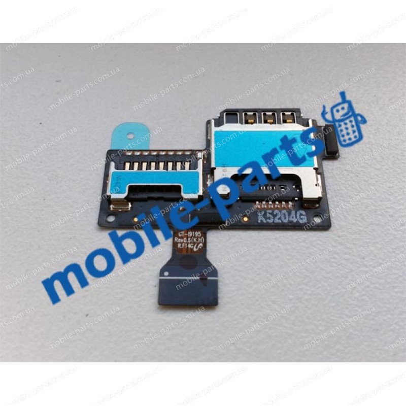 Разьем SIM карты и карты памяти на шлейфе для Samsung I9192 Galaxy S4 Mini оригинал
