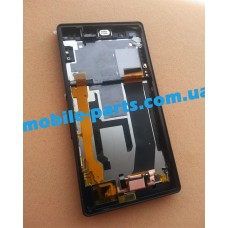 Дисплей в сборе с передней панелью и тачскрином для Sony Xperia Z Black оригинал