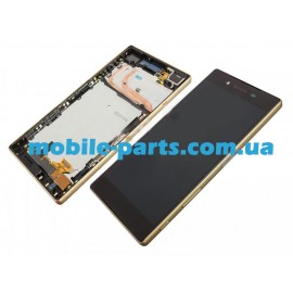 Дисплей в сборе с передней панелью и тачскрином для Sony Xperia Z5 Dual E6683 Gold оригинал