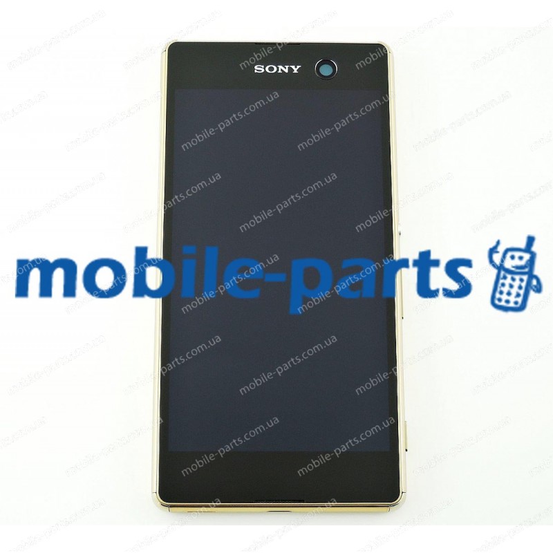 Дисплей в сборе с передней панелью, сенсором и боковыми кнопками для Sony Xperia M5 Dual E5633, Xperia M5 E5653, Xperia E5603 Gold оригинал