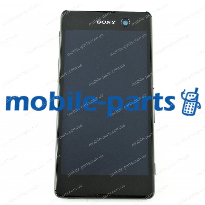 Дисплей в сборе с передней панелью, сенсором и боковыми кнопками для Sony Xperia M5 Dual E5633, Xperia M5 E5653, Xperia E5603 Black оригинал