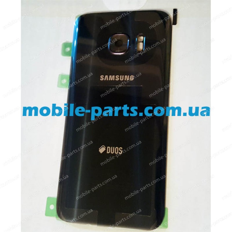 Задняя стеклянная крышка Gorilla Glass для Samsung Galaxy S7 G930FD с надписью Duos оригинал Black