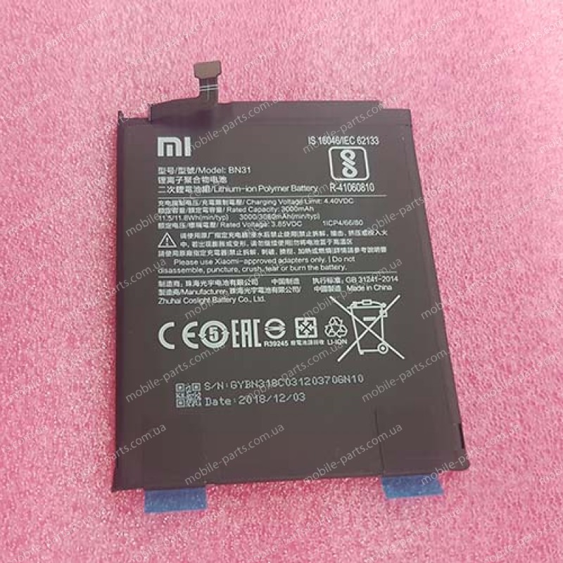 Оригинальный аккумулятор BN31 3080mAh для XIAOMI Redmi Note 5A, Mi5X, 5A pro, Mi A1