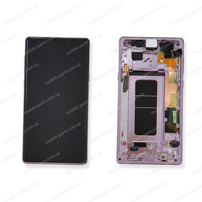 Оригинальный дисплей Super AMOLED 6.4" в сборе c сенсором, металлической рамкой и боковыми клавишами для Samsung Galaxy Note 9 SM-N960 Purple (фиолетовый)