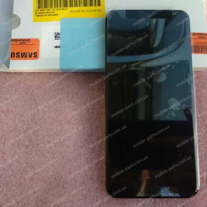 Оригинальный дисплей 6,4" Super AMOLED в сборе с передней панелью и сенсором для Samsung SM-A205 Galaxy A20 2019 Black
