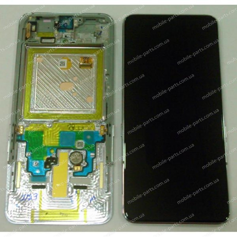 Оригинальный дисплей 6,7" Super AMOLED в сборе с металлической рамкой, сенсором и боковыми кнопками для Samsung SM-A805 Galaxy A80 Silver оригинал	