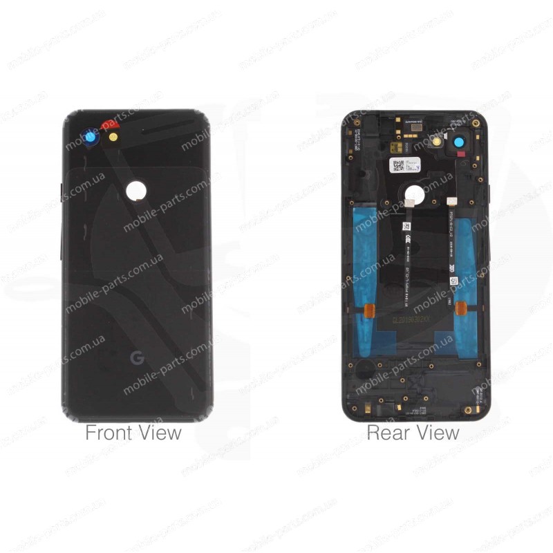 Задняя крышка в сборе со шлейфами, боковыми кнопками и стеклом камеры для Google Pixel 3a XL Black оригинал