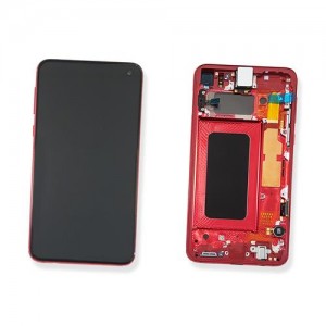 Оригинальный дисплей Dynamic AMOLED 5,8" в сборе с сенсором и металлической рамкой для Samsung SM-G970 Galaxy S10e Cardinal Red (дисплей черный, боковая грань красная)