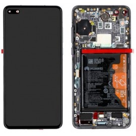 Оригинальный дисплей в сборе с металлическим шасси и аккумулятором для Huawei P40 (ANA-N29) Black сервисный