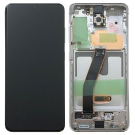 Дисплей 6.2", Dynamic AMOLED 2X в сборе с металлической рамкой и боковыми кнопками для Samsung SM-G980 Galaxy S20 White оригинал