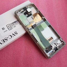 Дисплей 6.9" Dynamic AMOLED 2X в сборе с сенсором, металлической рамкой и боковыми кнопками для Samsung SM-G988 Galaxy S20 Ultra White