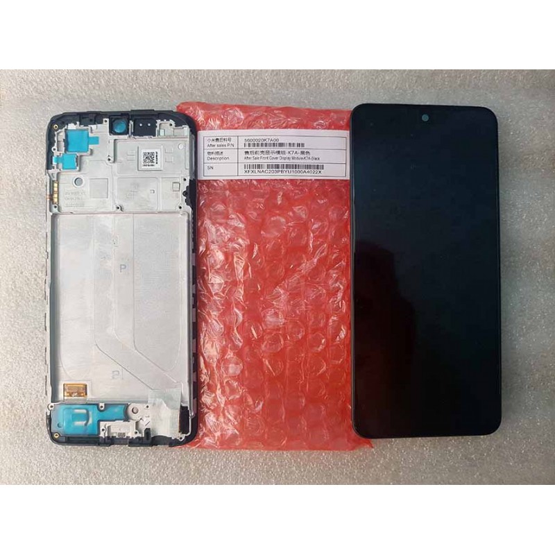 Дисплей AMOLED в сборе с сенсором и рамкой для Xiaomi Redmi Note 10 Black оригинал (сервисный)