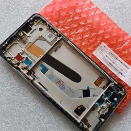 Дисплей AMOLED в сборе с сенсором, боковыми кнопками, камерой и рамкой для Xiaomi Mi 11i M2012K11G, Mi 11X, Mi 11 X Pro Frosty White оригинал (сервисный)