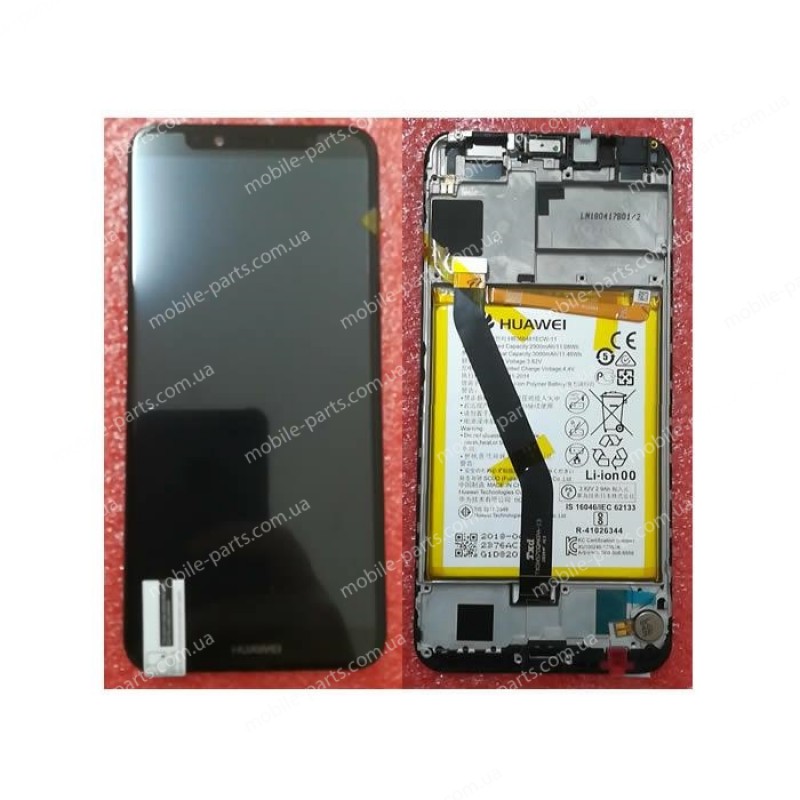 Оригинальный дисплей IPS 5.7" в сборе с передней панелью и аккумулятором для Huawei Y6 2018 (ATU-L21), Y6 Prime 2018 (ATU-L31) Black