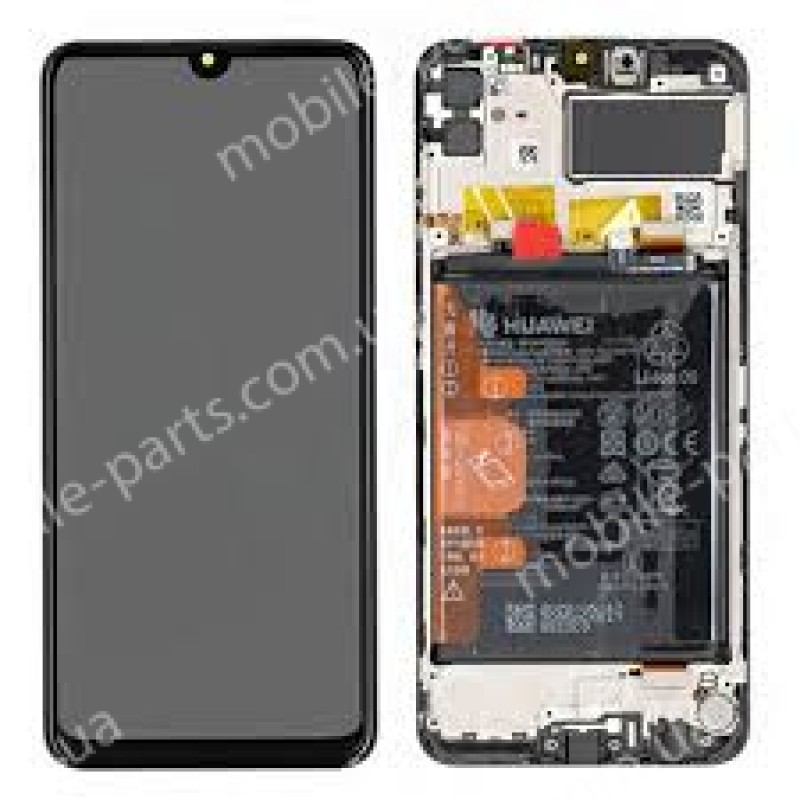 Оригинальный IPS дисплей в сборе с сенсорм, рамкой и акб для Huawei Y6p (MED-LX9) Black