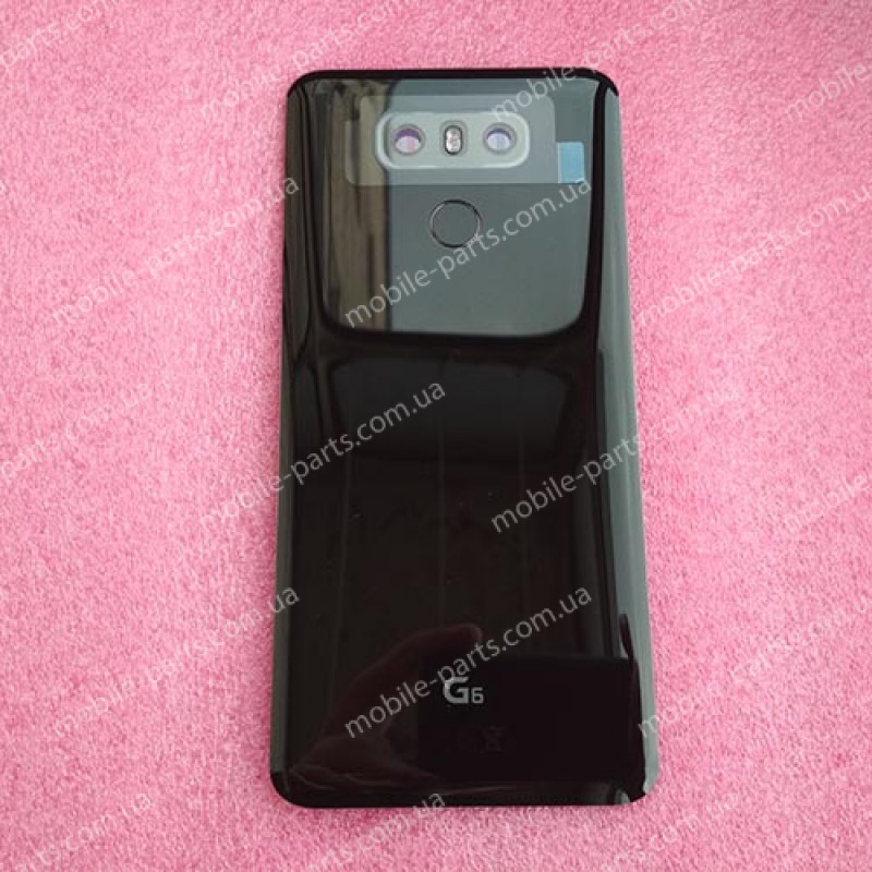 Оригинальная задняя крышка Gorilla Glass в сборе со стеклом камеры, датчиком отпечатка пальцев и двухсторонним скотчем для LG G6 H870DS Black