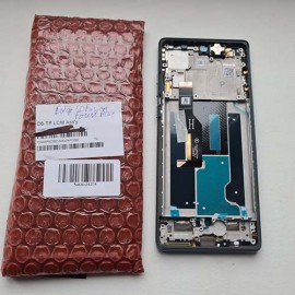 Дисплей OLED в зборі з сенсором, металевою рамкой та розмовним динаміком для Motorola XT2429 Edge 50 Fusion Forest Blue (сервіс!) оригінал 