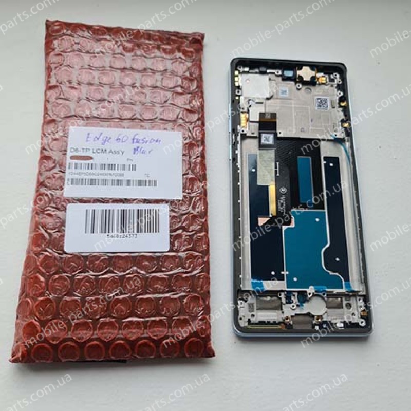 Дисплей OLED в зборі з сенсором, металевою рамкой та розмовним динаміком для Motorola XT2429 Edge 50 Fusion Marshmallow Blue (сервіс!) оригінал 