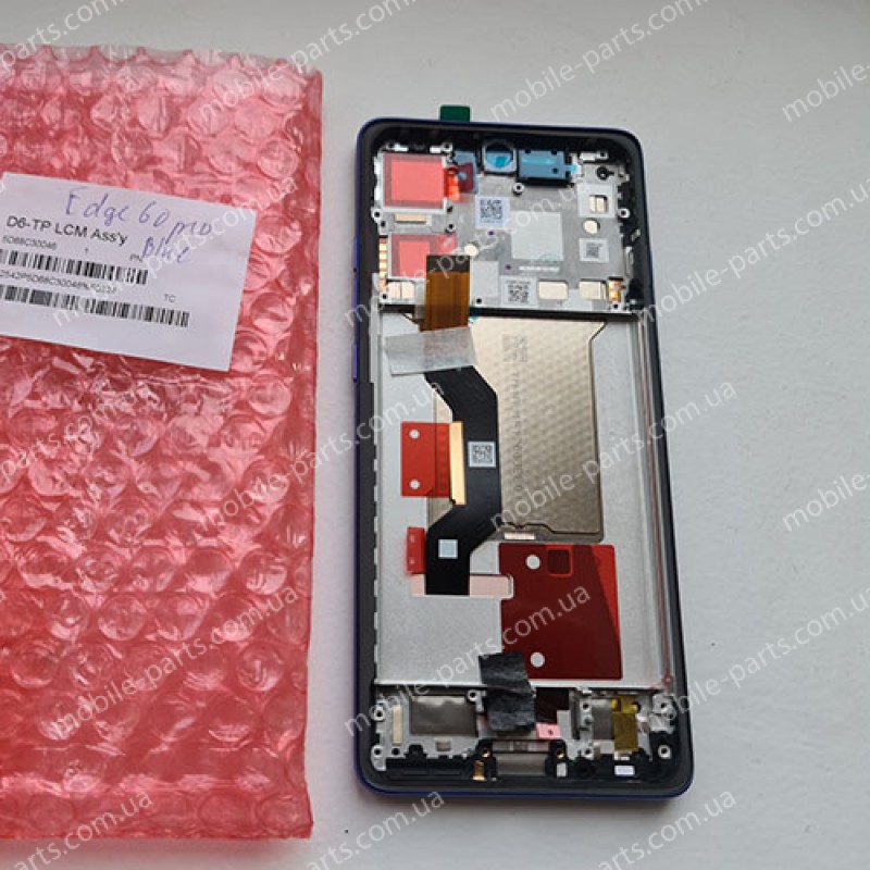 Оригінальний дисплей P-OLED в зборі з сенсором, металевою рамкойю для Motorola XT2507 Edge 60 Pro Dazzling Blue (сервіс!)