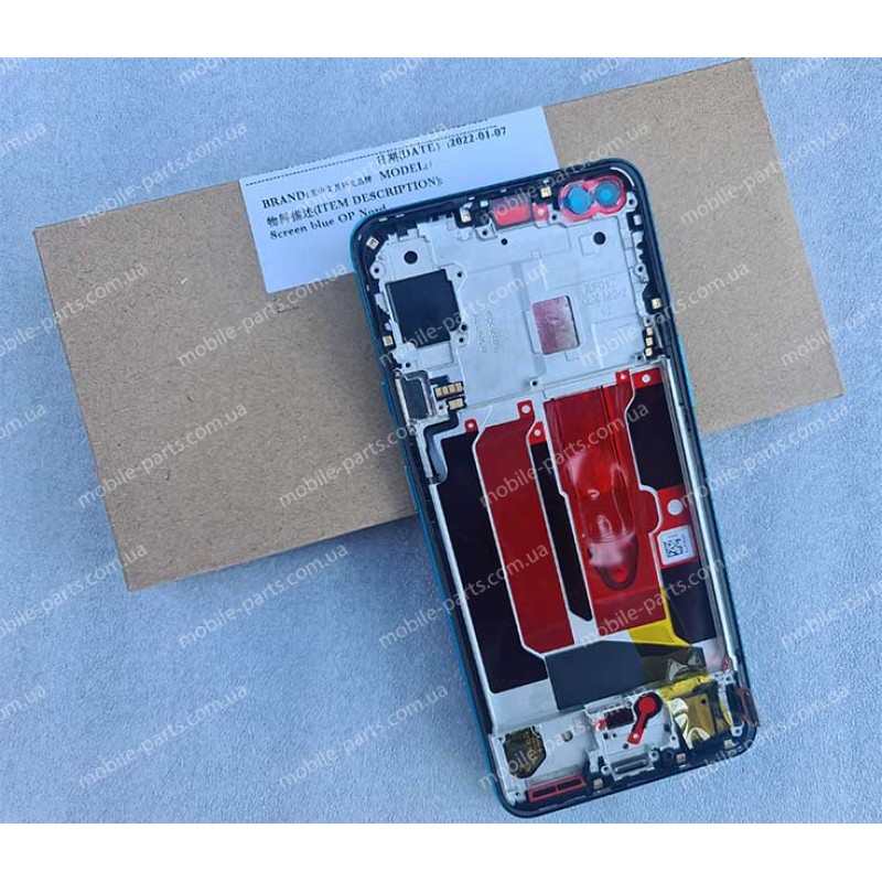 Дисплей Fluid AMOLED в зборі зі сенсором та рамкою для OnePlus Nord AC2003 Blue Marble  (сервісний оригінал)
