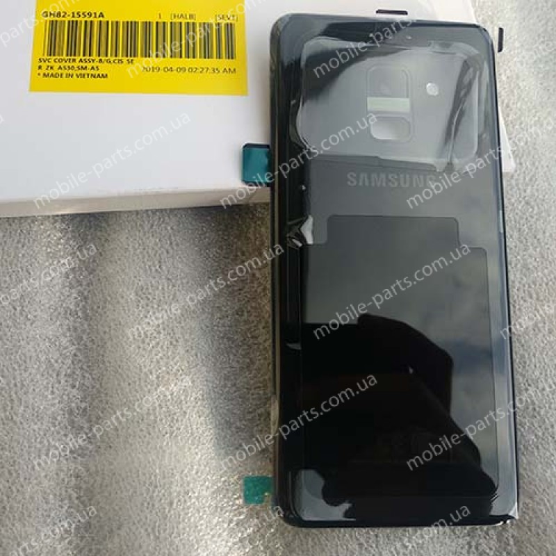 Задняя  стеклянная крышка Gorilla Glass для Samsung Galaxy A8 2018 SM-A530 Black оригинал