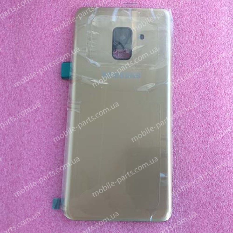 Задняя  стеклянная крышка Gorilla Glass для Samsung Galaxy A8 2018 SM-A530 Gold оригинал