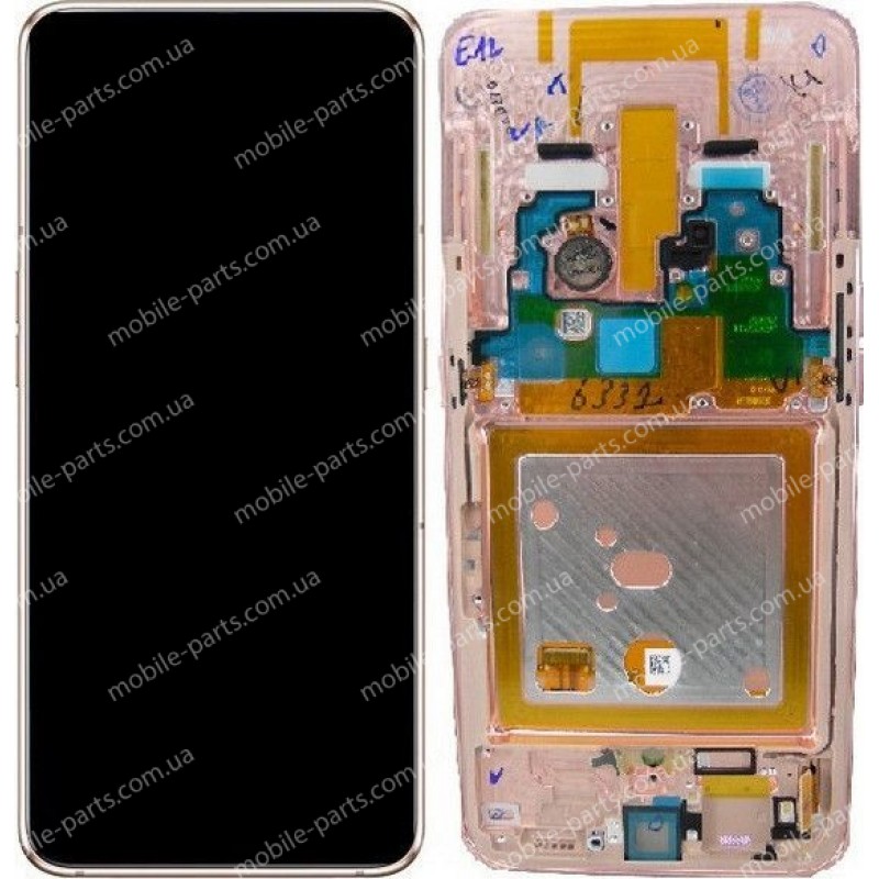 Оригинальный дисплей 6,7" Super AMOLED в сборе с металлической рамкой, сенсором и боковыми кнопками для Samsung SM-A805 Galaxy A80 Gold оригинал