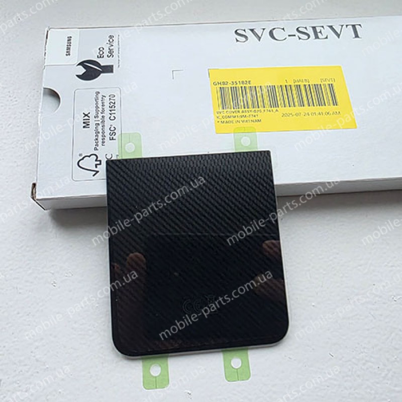 Скляна кришка в зборі зі скотчем для Samsung SM-F741 Galaxy Z Flip6 Black оригінал (сервіс)