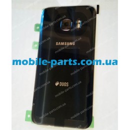 Задняя стеклянная крышка Gorilla Glass для Samsung Galaxy S7 G930FD с надписью Duos оригинал Black