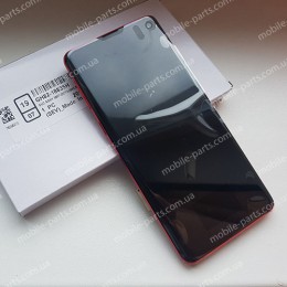 Оригинальный дисплей 6,1" Dynamic AMOLED в сборе с металлической рамкой и сенсором для Samsung SM-G973 Galaxy S10 Cardinal Red (дисплейный черный, грани красные)