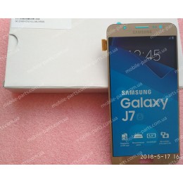 Дисплей Super AMOLED в сборе с сенсорным стеклом (тачскрином) для Samsung Galaxy J7 2016 J710 Gold оригинал