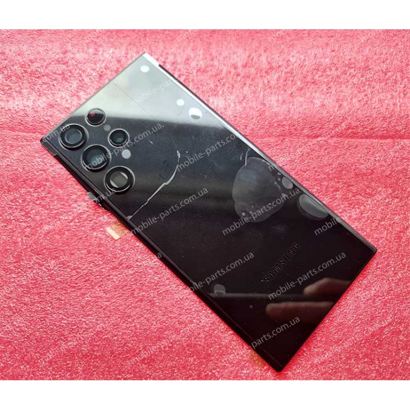 Задня скляна кришка в зборі з лінзами камер для Samsung SM-S908 Galaxy S22 Ultra Black оригінал
