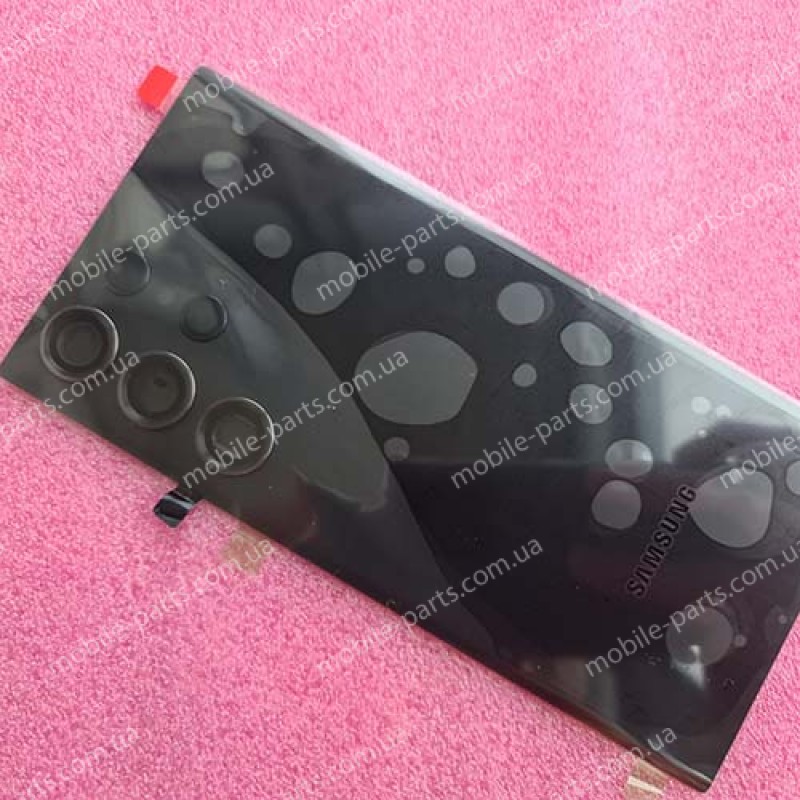 Задня скляна кришка в зборі зі склом камери та скотчем для Samsung SM-S918 Galaxy S23 Ultra 5G Phantom Black оригінал