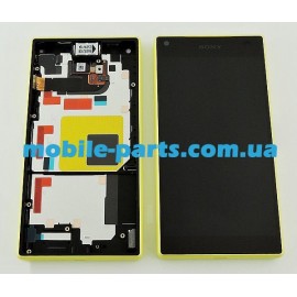 Дисплей в сборе с передней панелью и тачскрином для Sony Xperia Z5 Compact E5823 Yellow оригинал