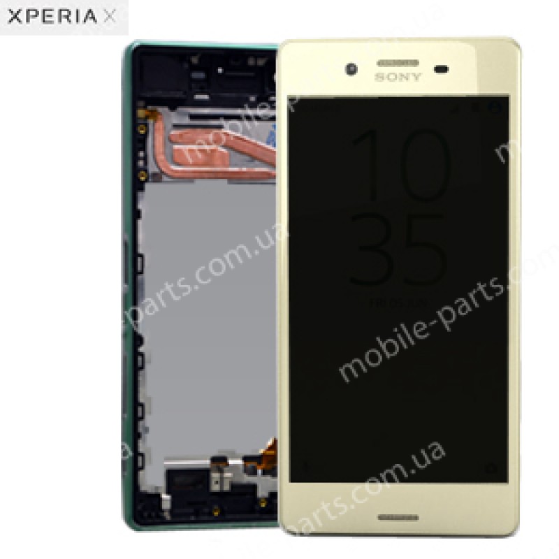 Дисплей в сборе с передней панелью и сенсором для Sony Xperia X Dual F5122 Lime Gold оригинал