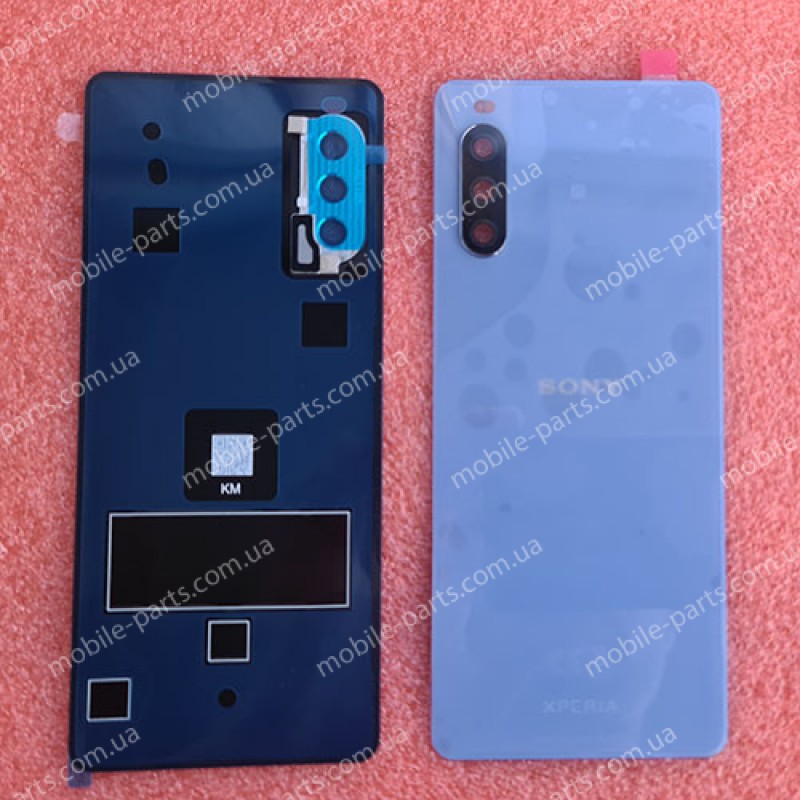 Задняя крышка в сборе со стеклом камеры и адгезивом (скотчем) для Sony XQ-BT52 Xperia 10 III Blue