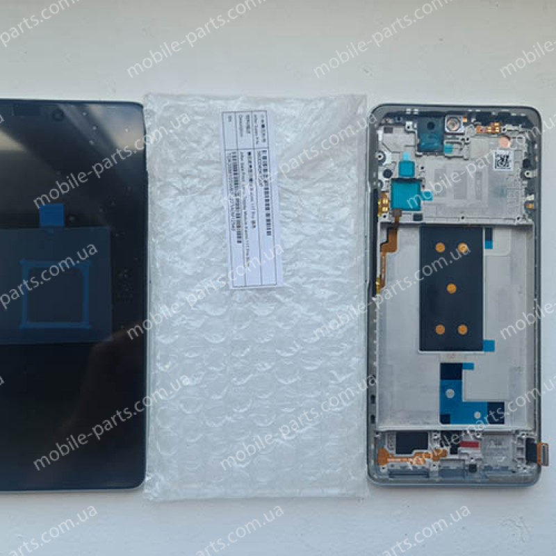 Дисплей AMOLED в зборі з сенсором, рамкою і сканером відбитка для Xiaomi 11T, 11T Pro White оригінал (сервісний)