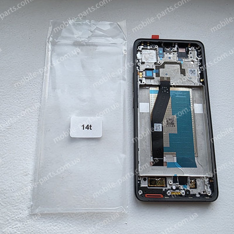 Дисплей AMOLED в зборі з рамкою, розмовним динаміком та вібро для Xiaomi 14T 2406APNFAG Black (OEM)