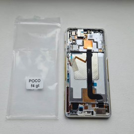 Оригінальний дисплей AMOLED в зборі з рамкою, сканером відбитку та розмовним динаміком для Xiaomi Poco F4 GT 21121210G Knight Silver 