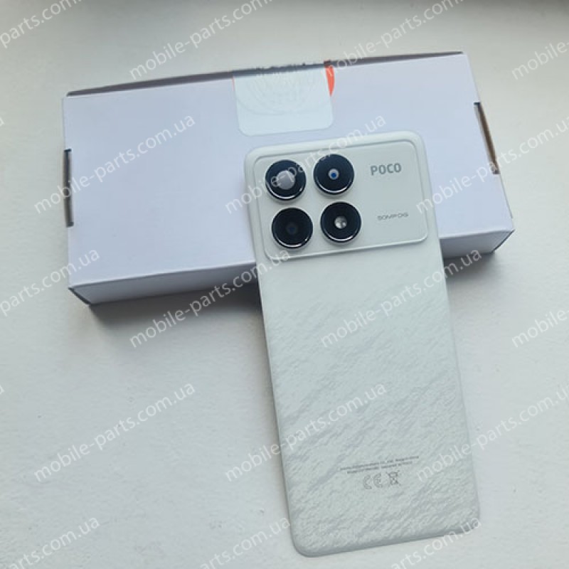 Оригінальна скляна кришка зі склом камери для Xiaomi Poco F6 Pro White (сервісна!)