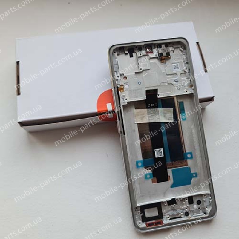 Дисплей AMOLED в зборі з сенсором та рамкою для Xiaomi Redmi Note 13 Pro Plus Moonlight White (сервісний!)