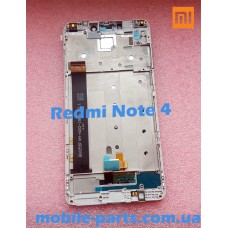 Дисплей в сборе с передней панелью и сенсором для Xiaomi Redmi Note 4 White оригинал