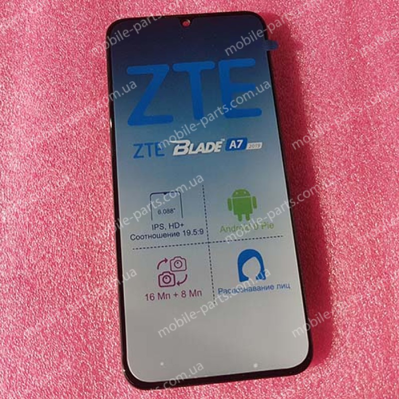 Оригинальный дисплей 6,08" IPS в сборе с рамкой и сенсором для ZTE Blade A7 2019 Black (сервисный)